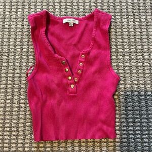 Love Tree Pink Ribbed Polo Tank Top